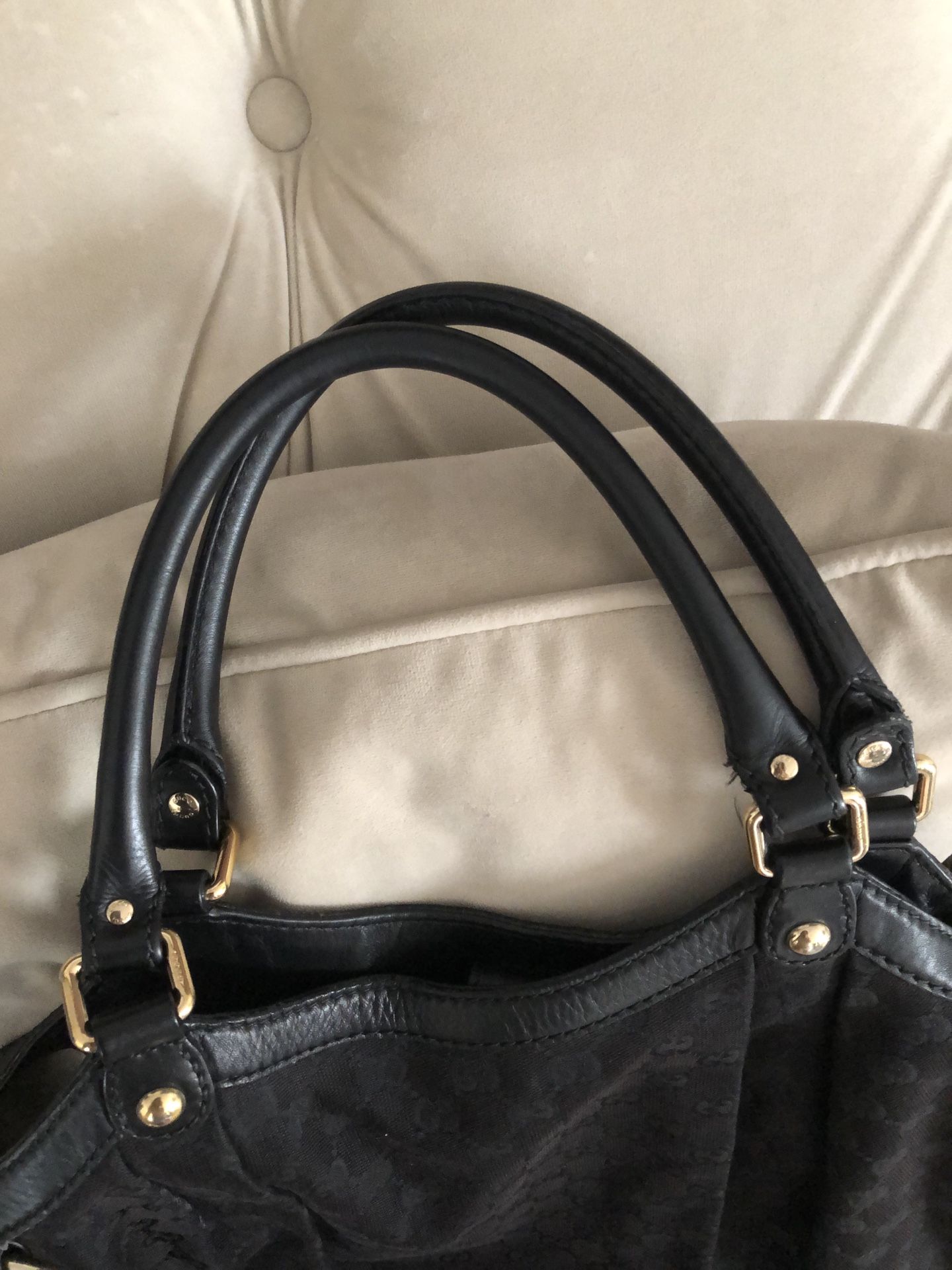 Large Authentic Gucci Sukey Handbag Tote canvas material with Gucci charm.