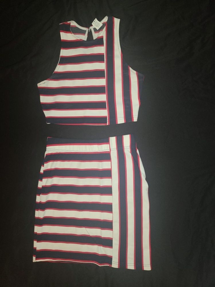 Stripped Skirt Set