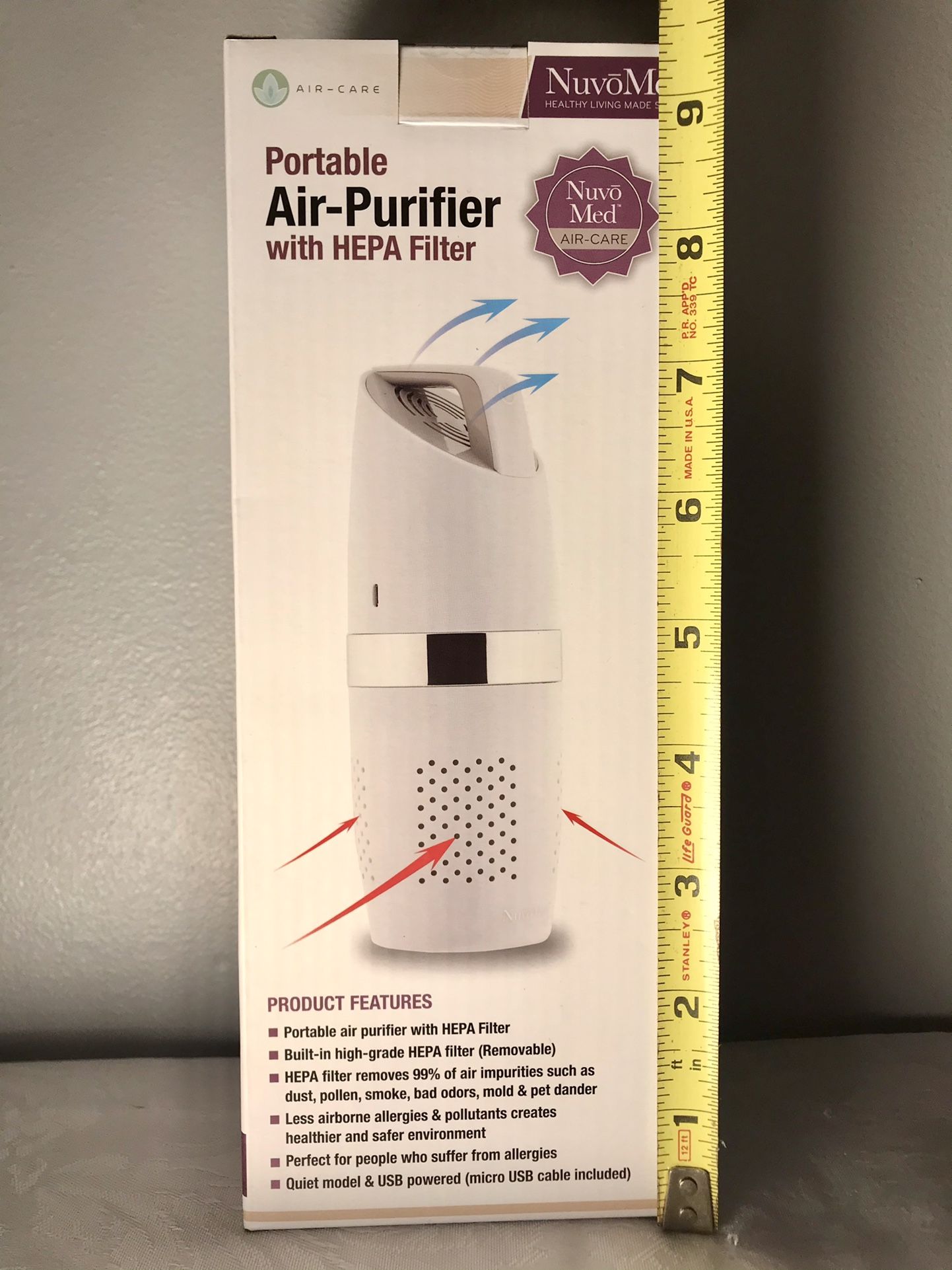 New Portable Air Purifier W/ Removable HELPA Filter