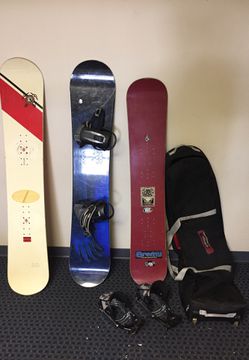 Snowboards bindings and bag Thumbnail