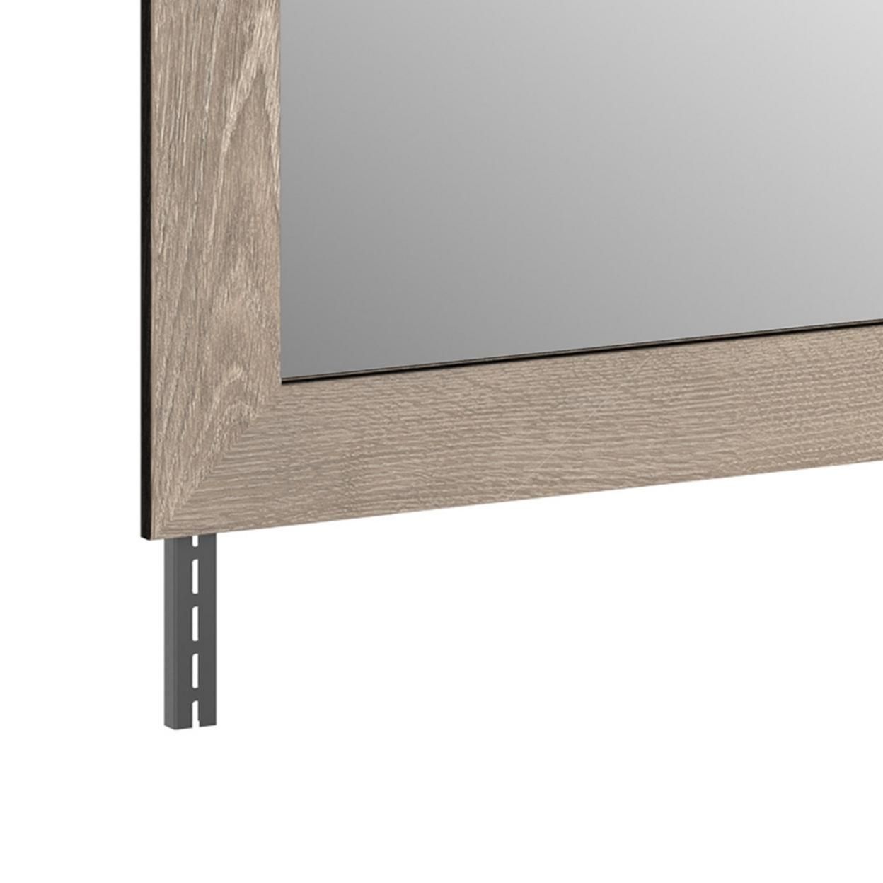 Bedroom Mirror with Grains and Rectangular Encasing, Oak Brown, Saltoro Sherpi