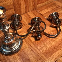 Silver Plated Candelabra, 3 Candles, Vintage Centrepiece Thumbnail