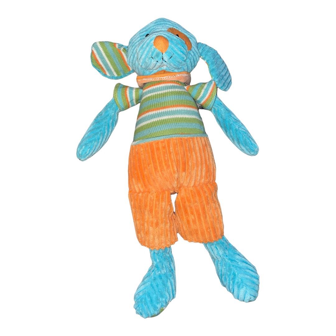 Maison Chic Puppy Dog Soft Plush TURQUOISE/ORANGE Deluxe Baby Toy approx “23