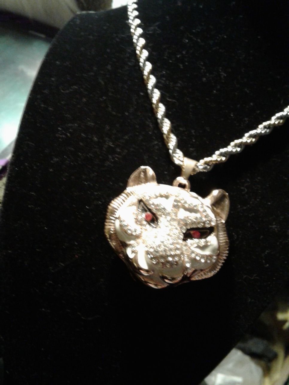 Tiger Pendant on a Gold/Silver Stainless Steel Rope. 22$