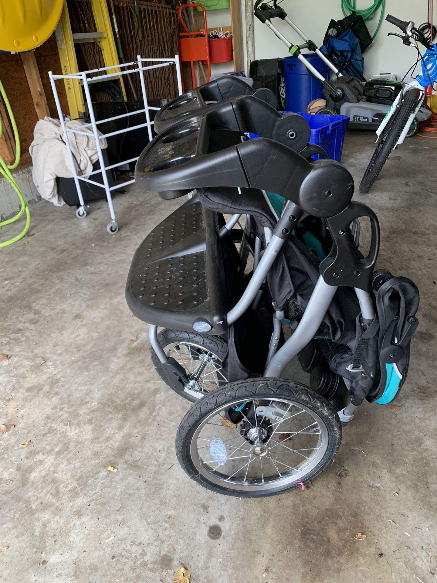 Used Baby Double Stroller With 1 Car Seat And Base