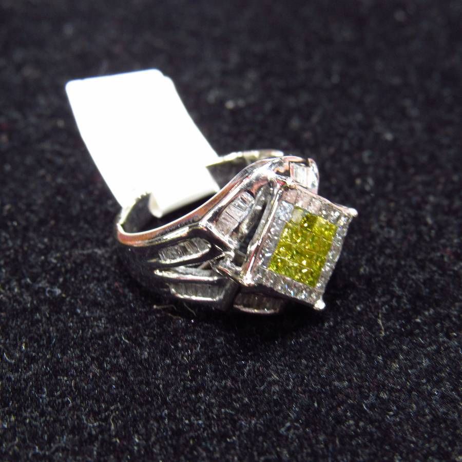 1.20ctw Princess Cut Diamond Cluster Statement Ring 14k White Gold Size 6
