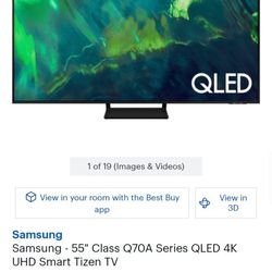 SAMSUNG 55-Inch Class QLED Q70A Series - 4K UHD Quantum HDR Smart TV with Alexa Built-in (QN55Q70AAFXZA, 2021 Thumbnail