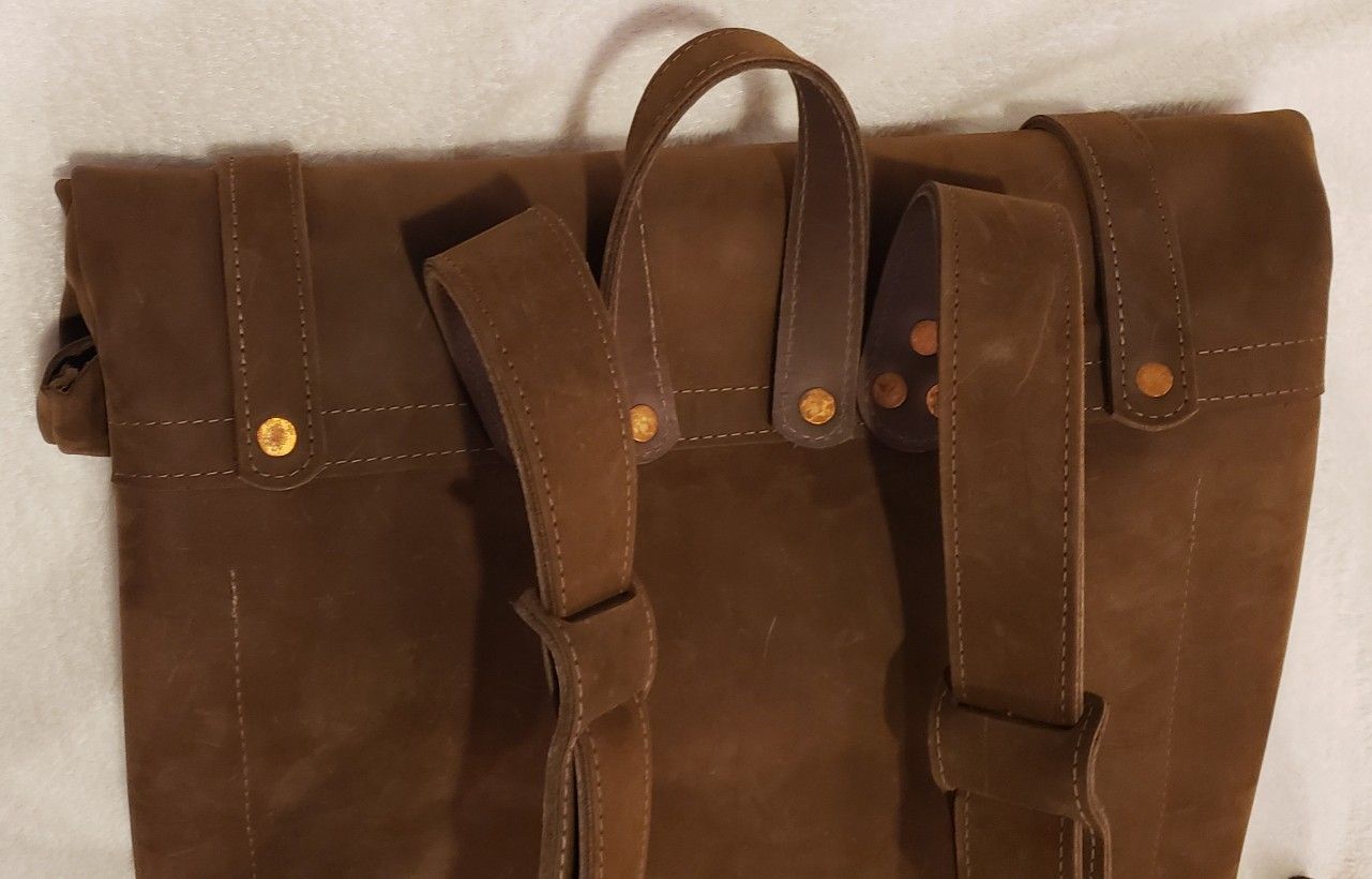 North Star Leather Deluxe Copper Rough & Tough Roll Top Backpack - Brand New! Made in USA