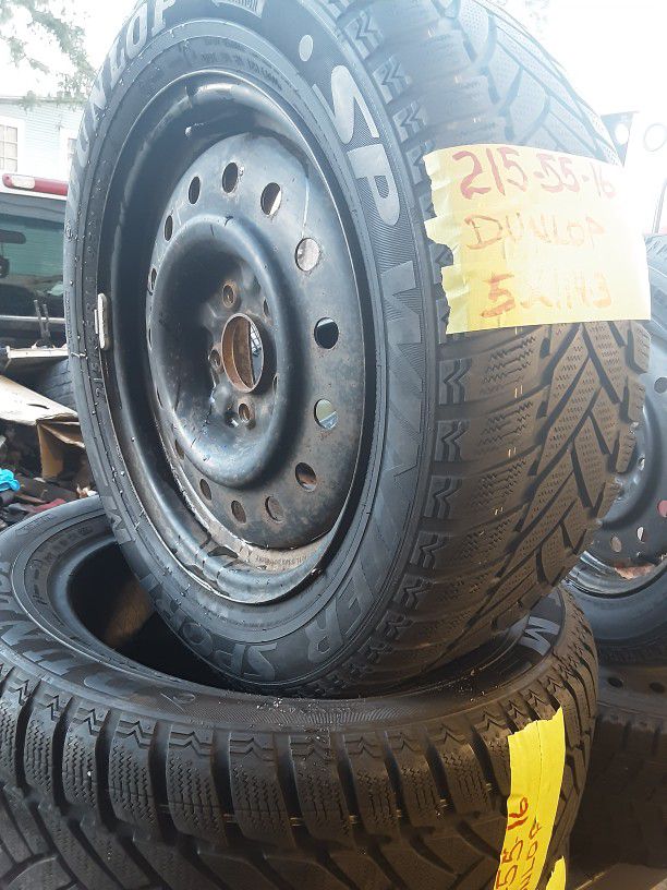 2 Snow Tires 215/55/16 On 5x114.3 Steel Wheels 