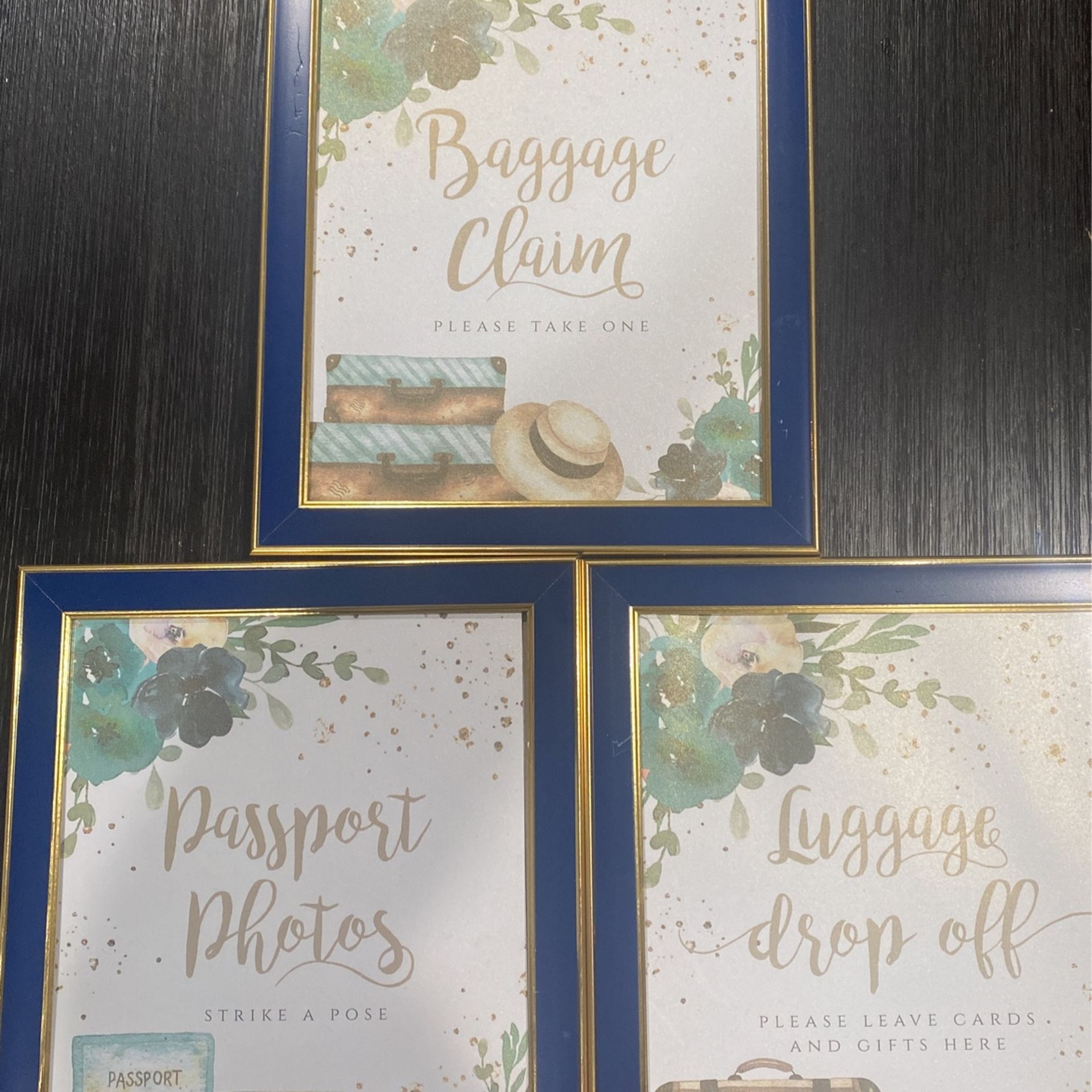 (10) Blue/Gold Signs- For Wedding / Bachelorette / Bridal Shower