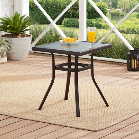 Mainstays Heritage Park Outdoor Square Steel Side Table, Black/Clear Multicolor - 20.87*20.87*22.83