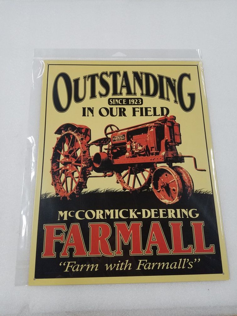 Farmall farm tractor equipment metal sign
