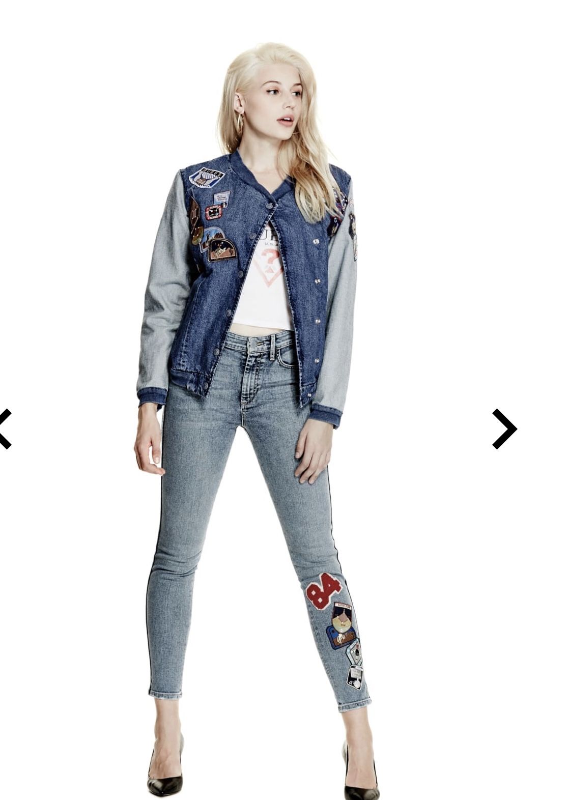 GUESS ORIGINALS PATCH DENIM BOMBER JACKET