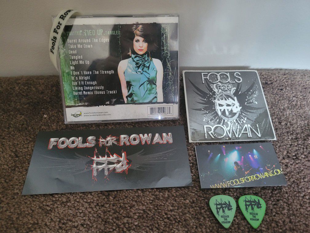 Fools For Rowan Merchandise Bundle (Signed CD, Stickers, Guitar Pics & Bracelet)