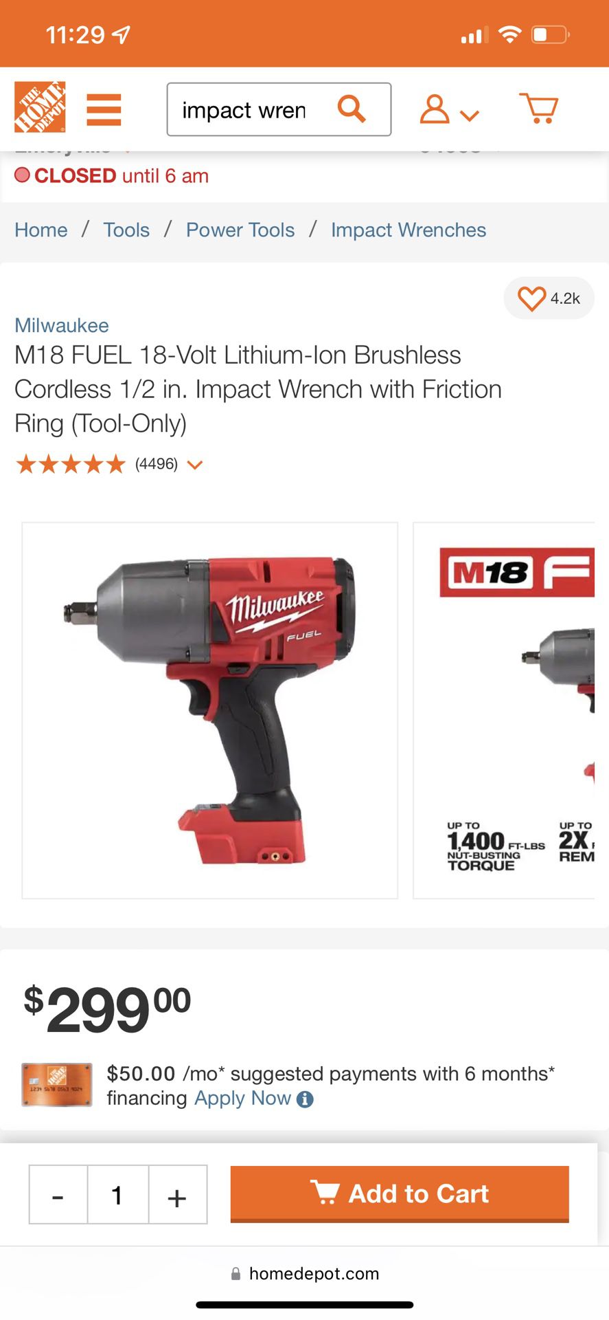 Milwaukee M18 Fuel Impact Wrench 1/2in Drill Tool Only 
