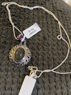 Genuine Labradorite silver necklace Thumbnail