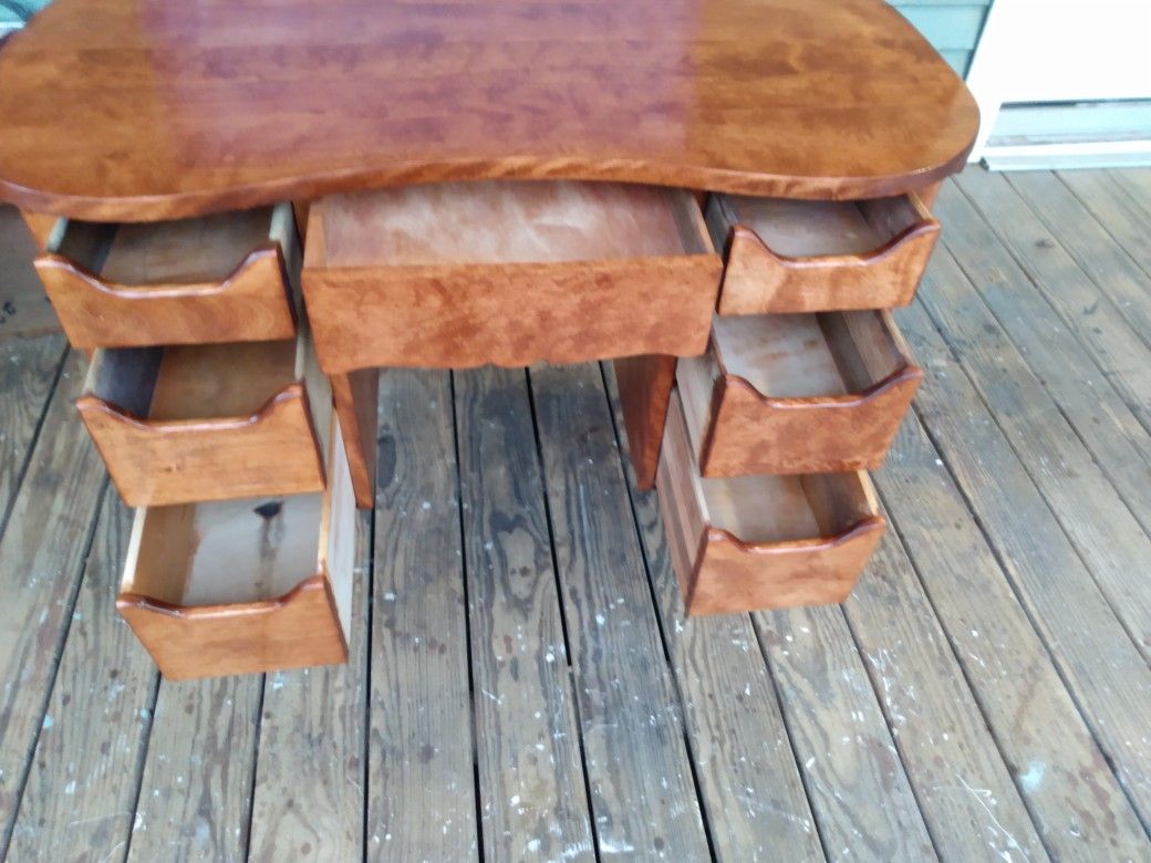 Antique desk solid mahogany with 7 drawers. X Posted