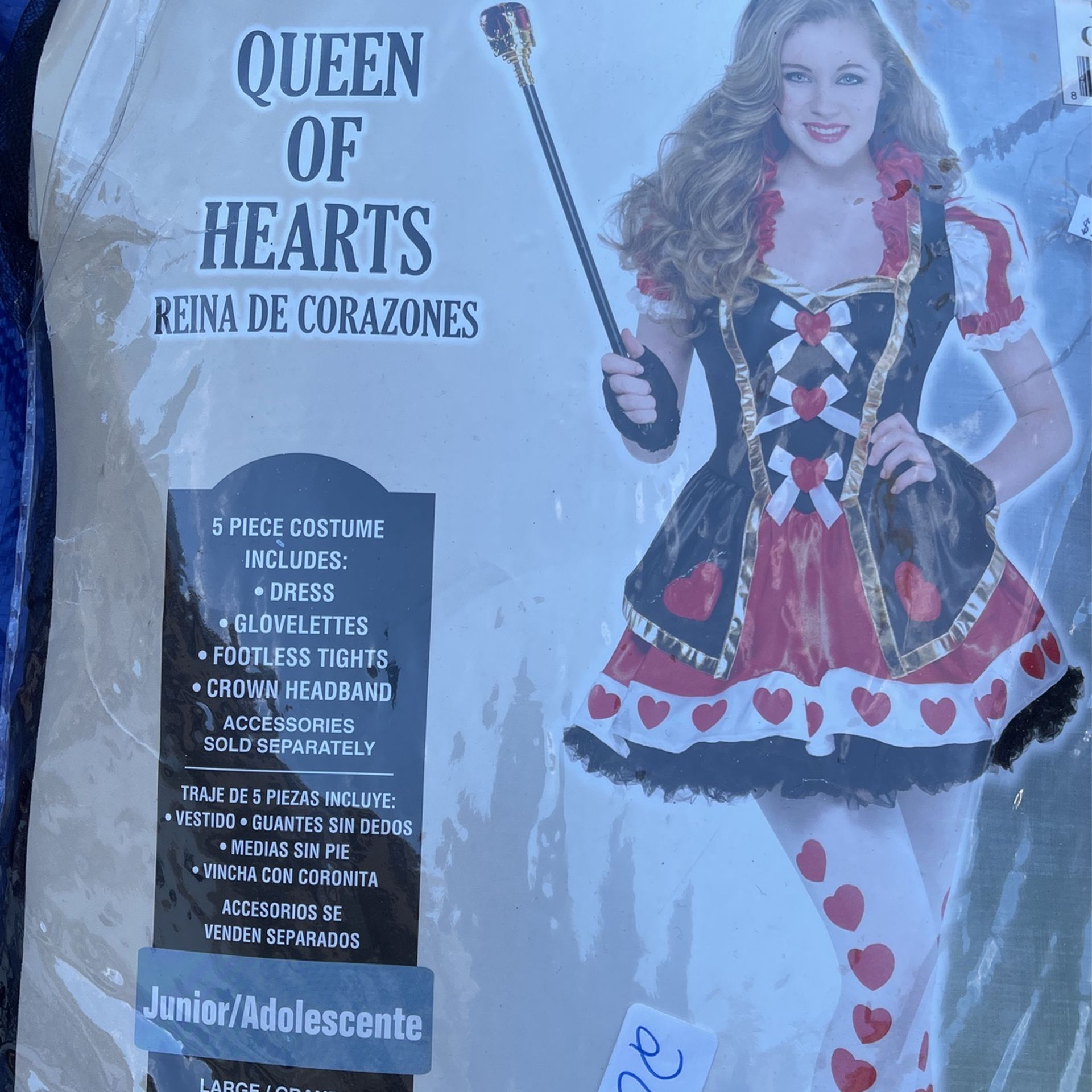 Queen Of Hearts Halloween Costume Size Large Juniors New