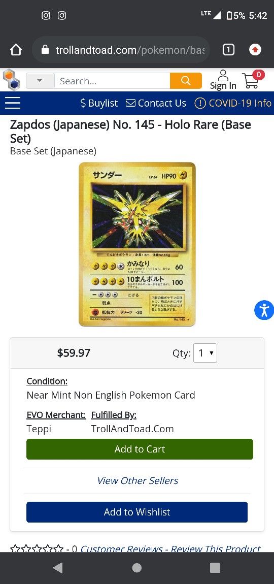 Vintage Pokemon For Sale/ T