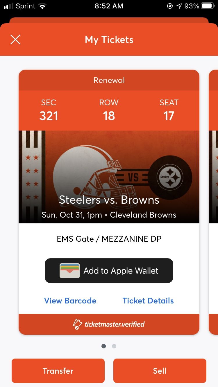 BROWNS/STEELER TICKETS
