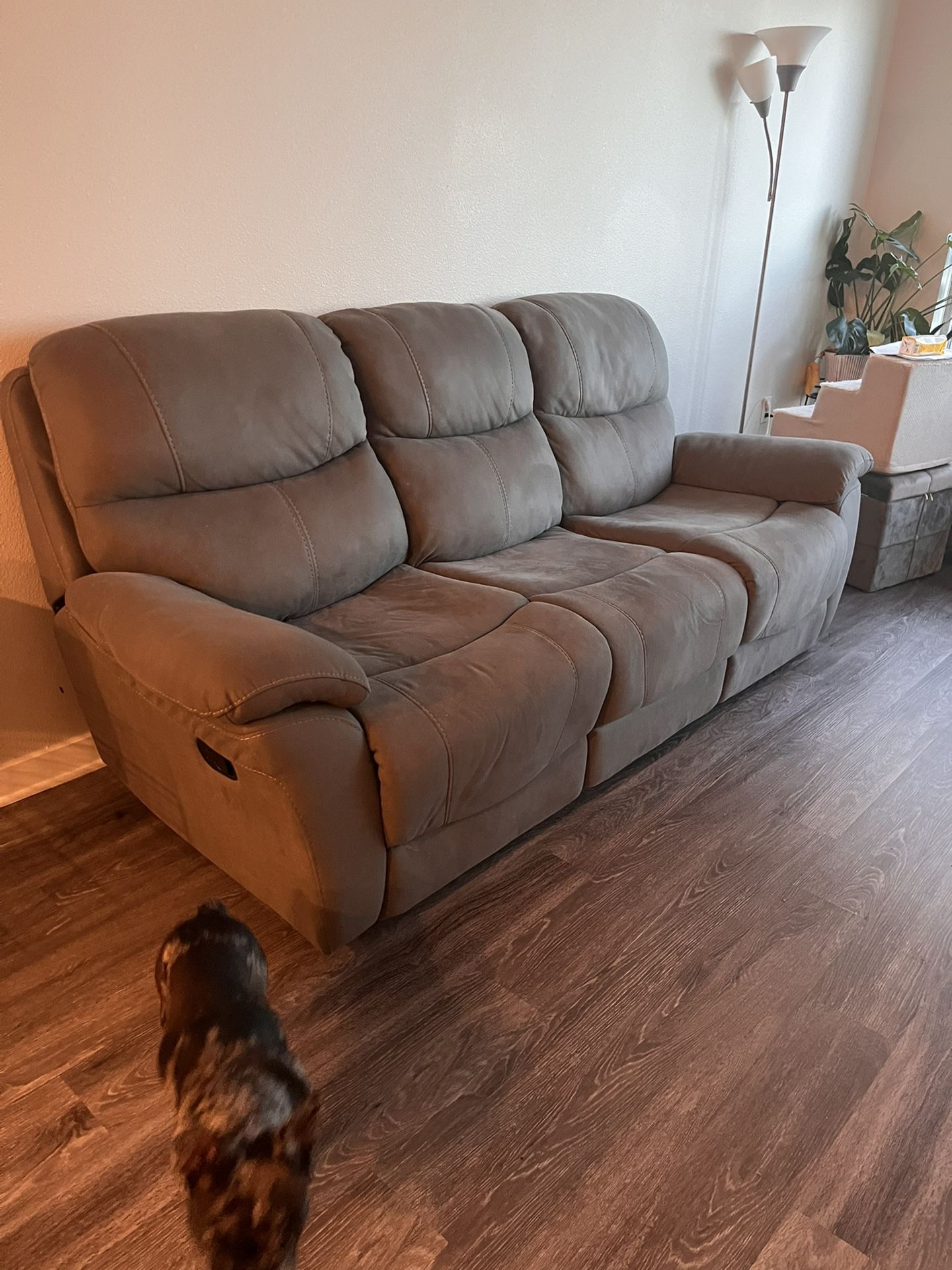 Two Piece Grey Reclining Couches