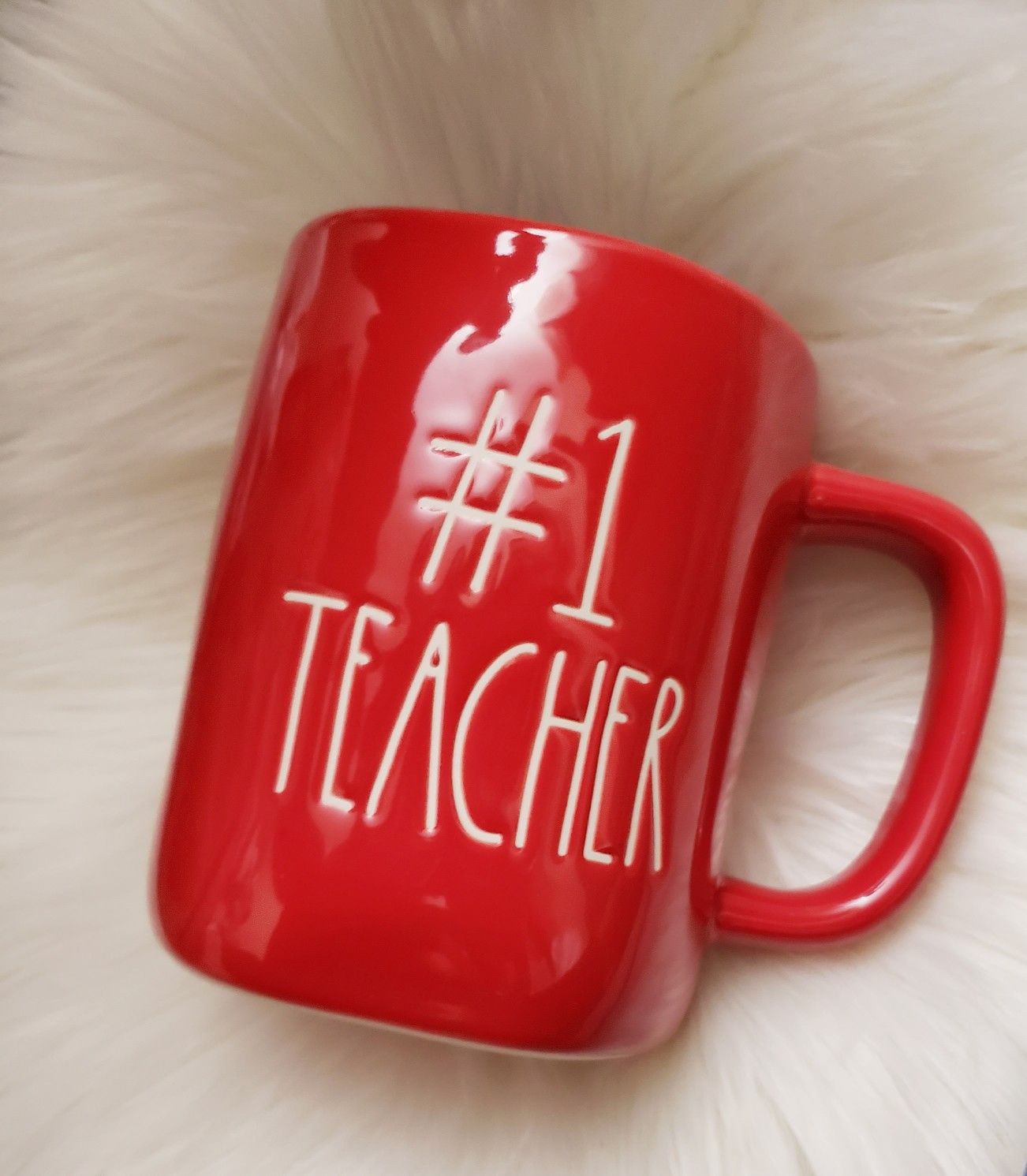 Rae Dunn Red #1 Teacher Coffee Mug Tea Cup NEW