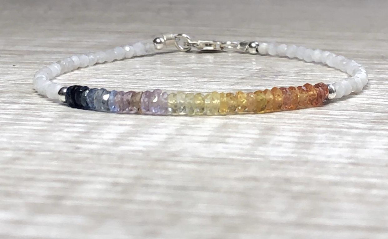 NEW Rainbow Shaded Sapphire & Moonstone Bracelet