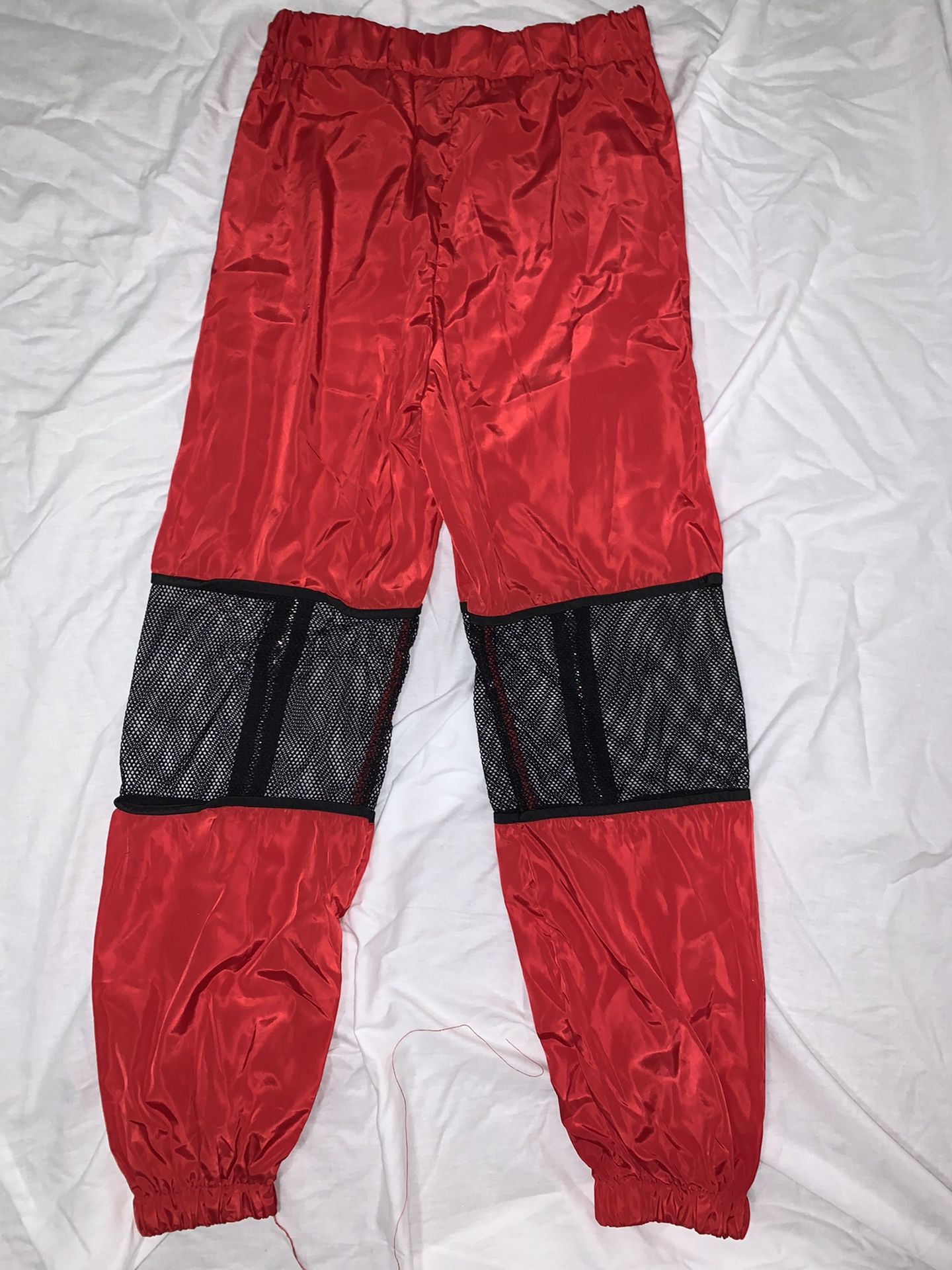 Red utility pants