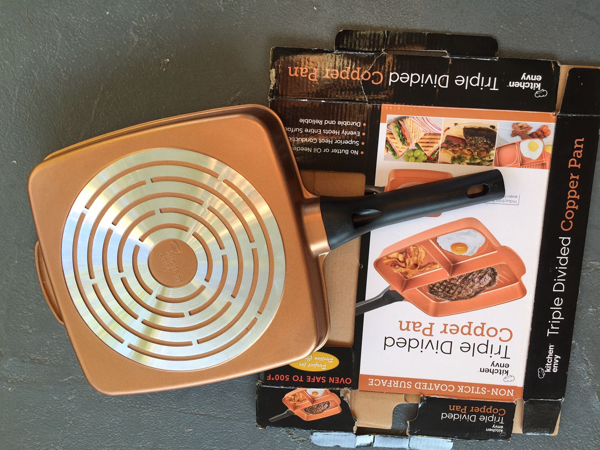 Triple divided copper pan
