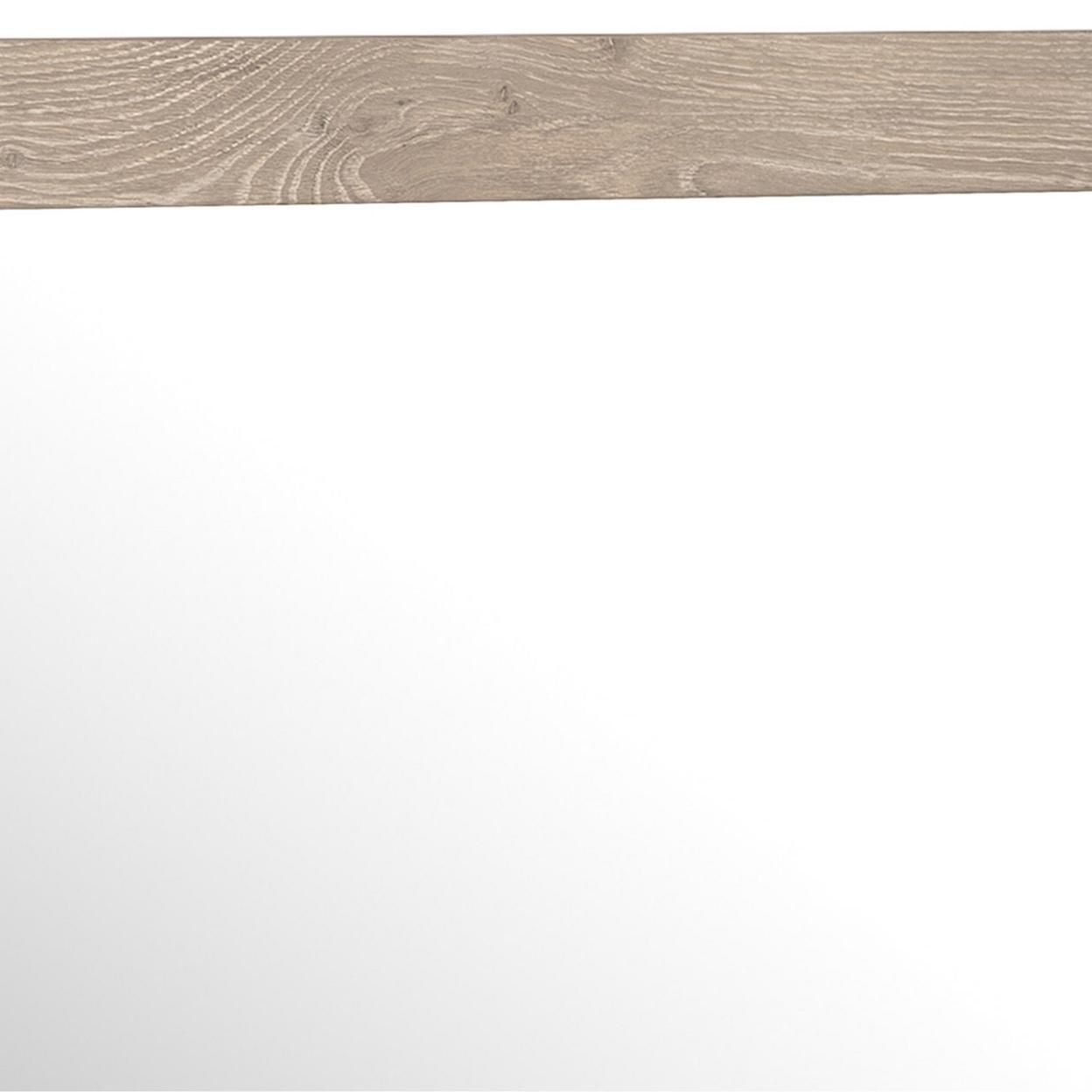 Bedroom Mirror with Grains and Rectangular Encasing, Oak Brown, Saltoro Sherpi