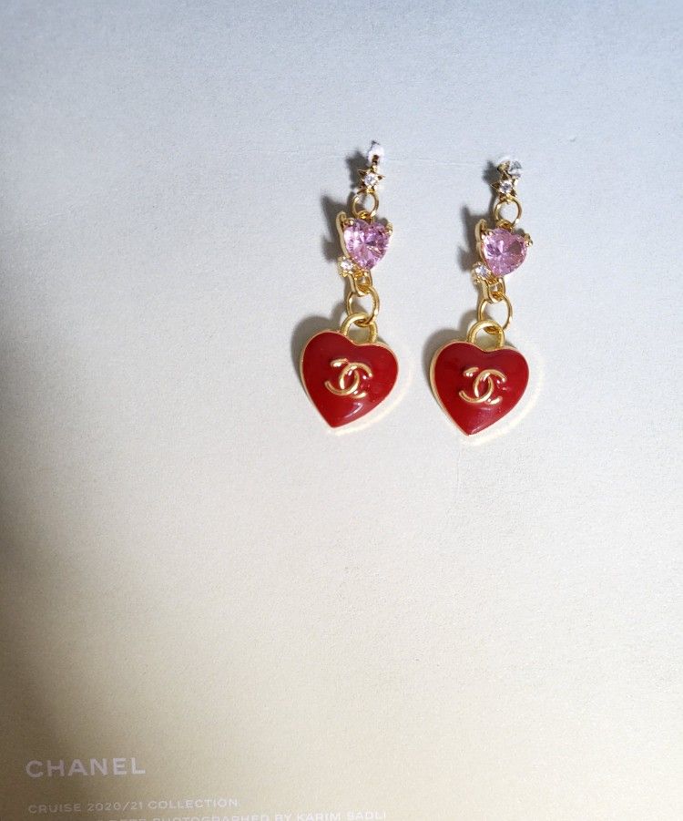 Chanel Red Heart β€οΈ Earrings