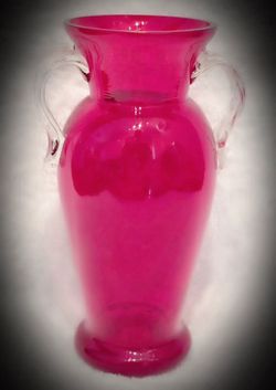 Antique Ruby Red Cranberry Fine Art Glass Czech/Czechoslovakia Bud Vase Vintage Original Artist/Artisan Hand-Honed/Articulated/Blown Handmade/Made Thumbnail