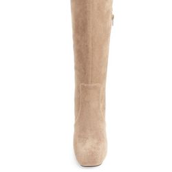 Jeffrey Campbell Size 7.5 PEROU-LH OVER THE KNEE BOOT IN TAUPE SUEDE CLEAR Thumbnail