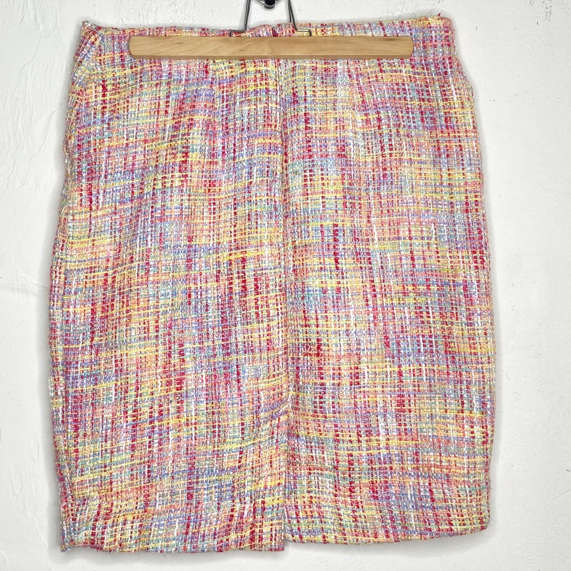 Merona Pastel Pink Yellow and Blue Rainbow Tweed Pencil Skirt | Sz 8