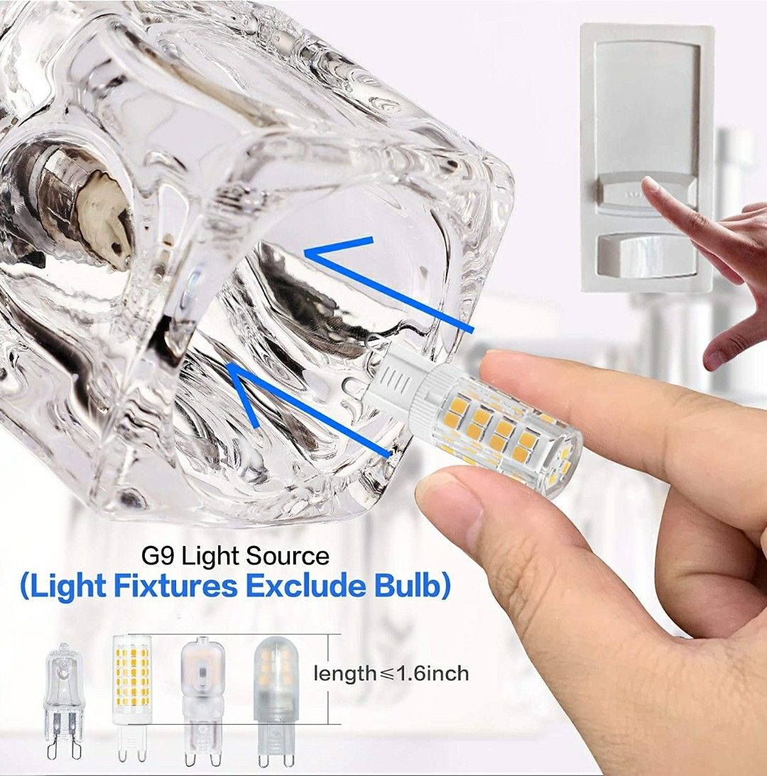 PRESDE Vanity Lights Bathroom Fixture Over Mirror 3 Lights LED Modern Chrome Fixtures Crystal Glass Globe