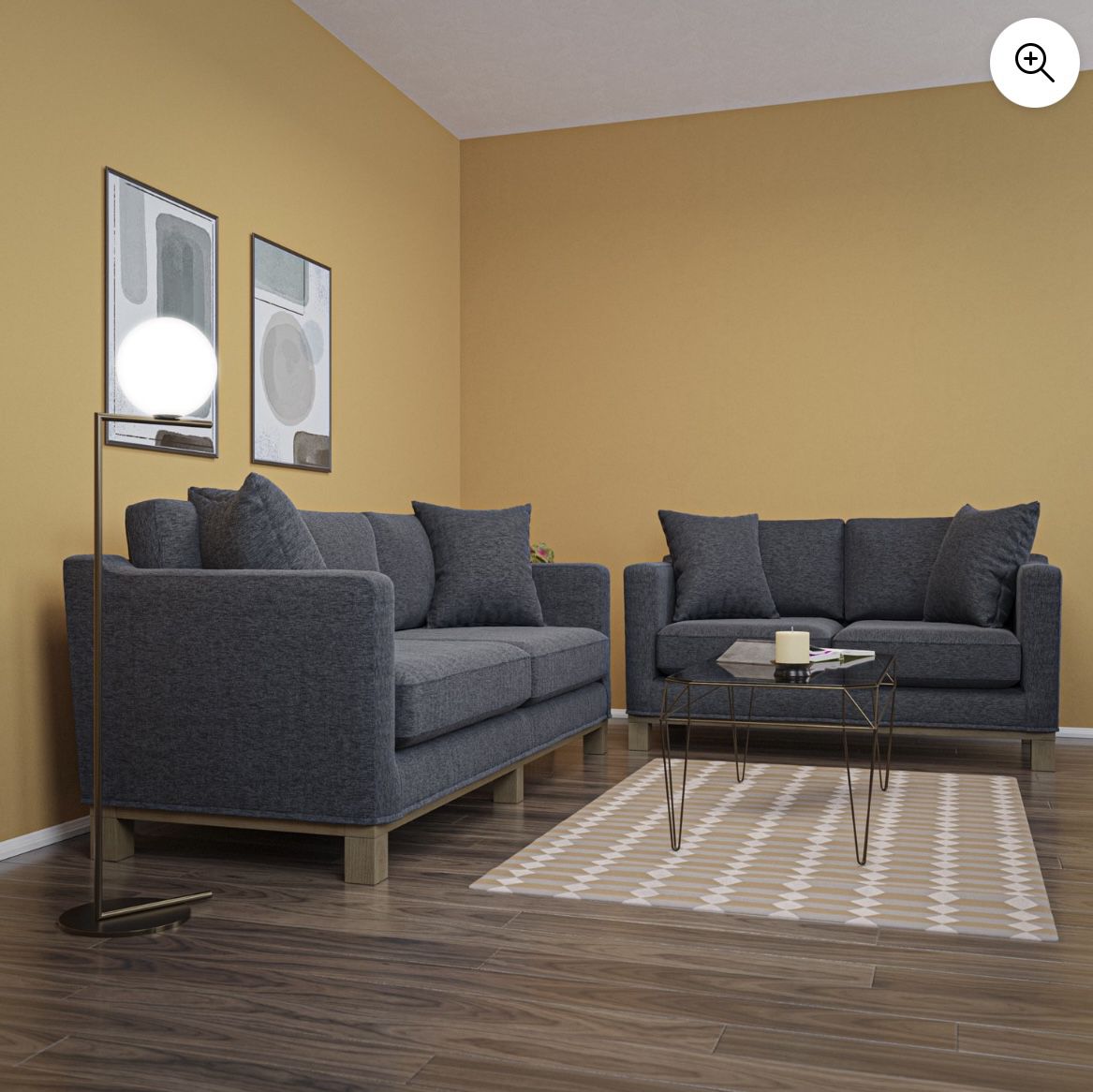 85” Kay Two Cushion Track Arm Sofa With Wood Base