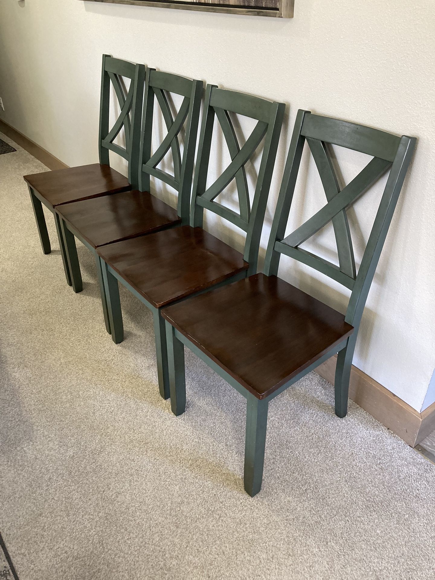 4 Farmhouse Heavy Wood Chairs