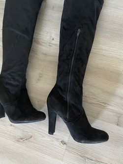Black Thigh High Boots Size 6 1/2 Thumbnail