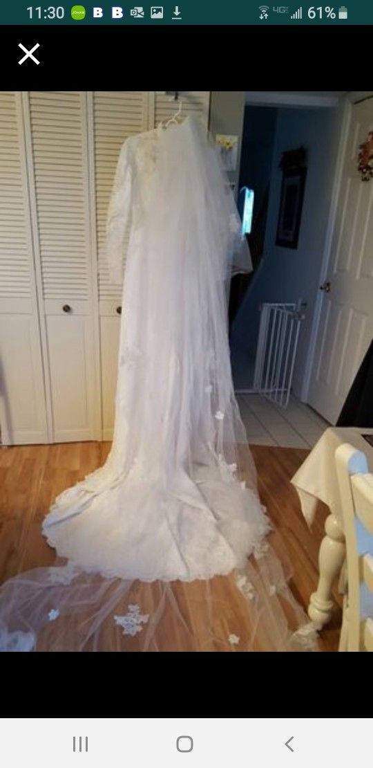 Beautiful Wedding Dress W/ Extra Long Veil