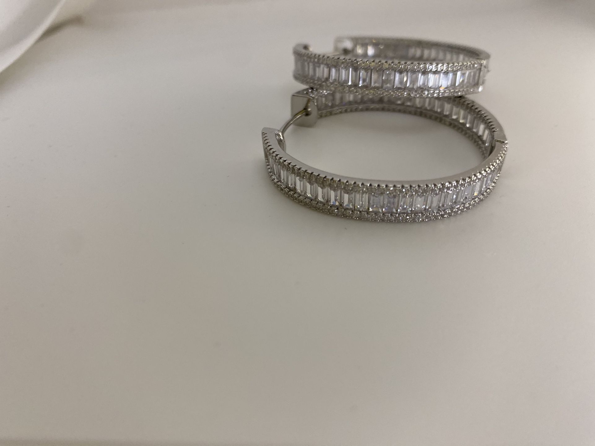 Silver/ Gold Baguette Hoops