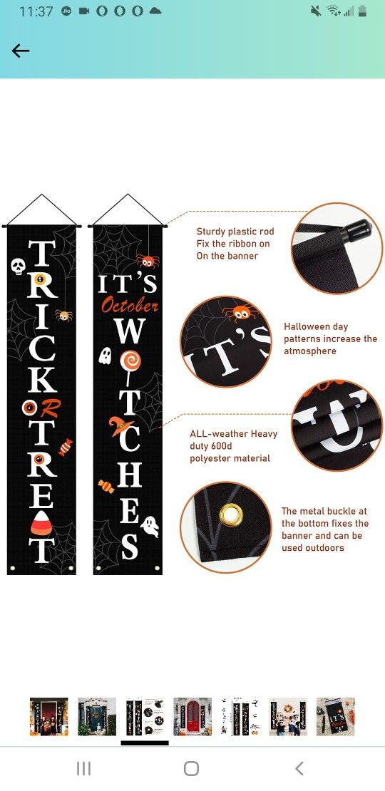 Halloween Decorations Outdoor Indoor,Halloween Decor Porch Signs,Halloween Banners for Front Door or Indoor Home Decor,Halloween Welcome Signs,Trick o