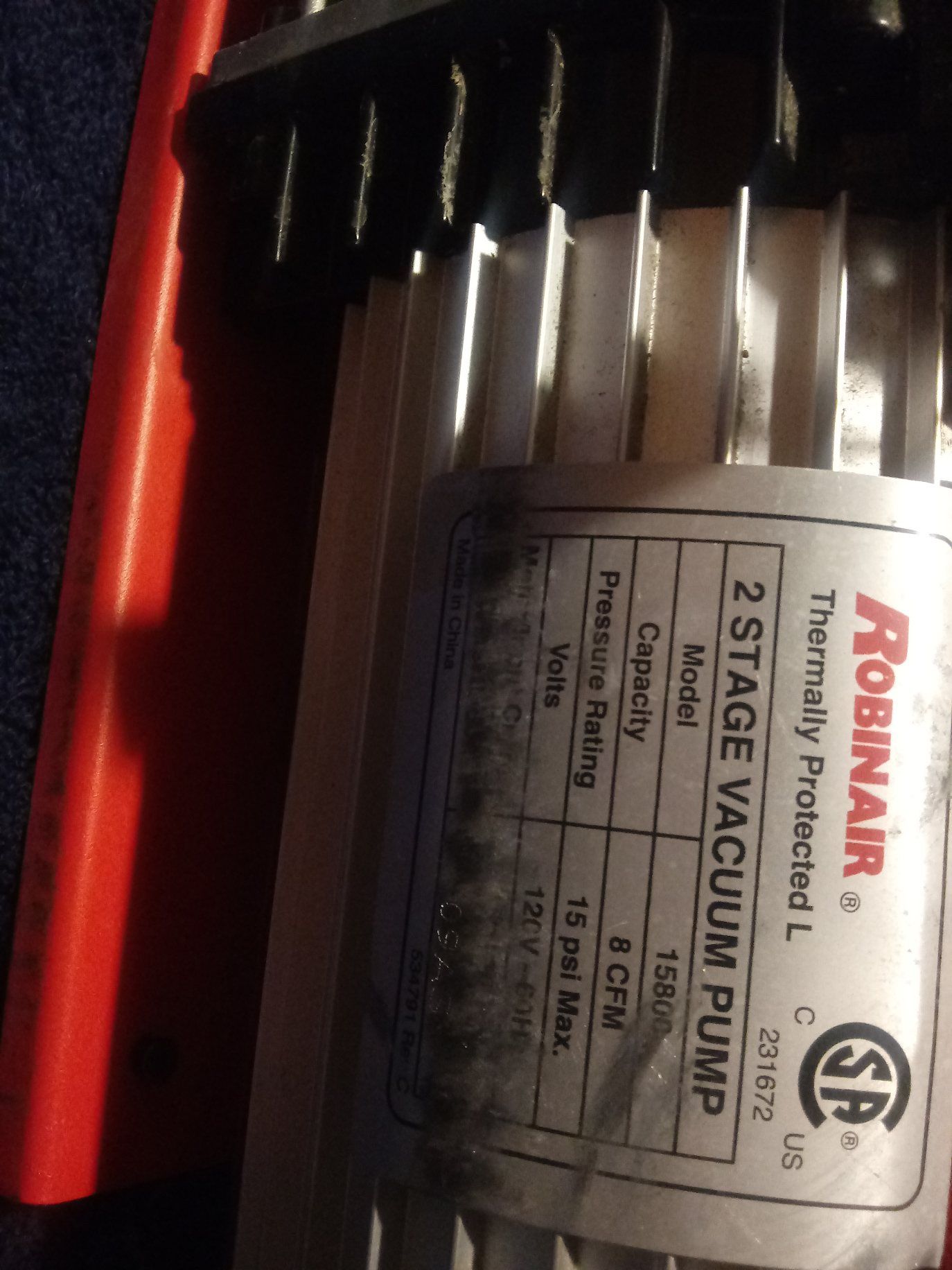 Vacuum pump 2 stage, 8cfm