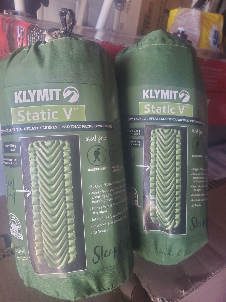 New Klymit Static V Outdoor Camping Sleeping Pad 73×23 In.. Below Retail Price 4left Retails For $55 Selling For $30each ..