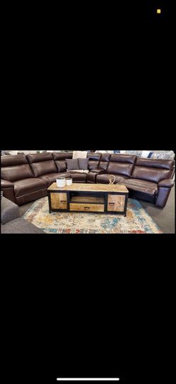 Large dark brown reclining sofa sectional- amazing price & brand new- can have delivered in a week! Thumbnail