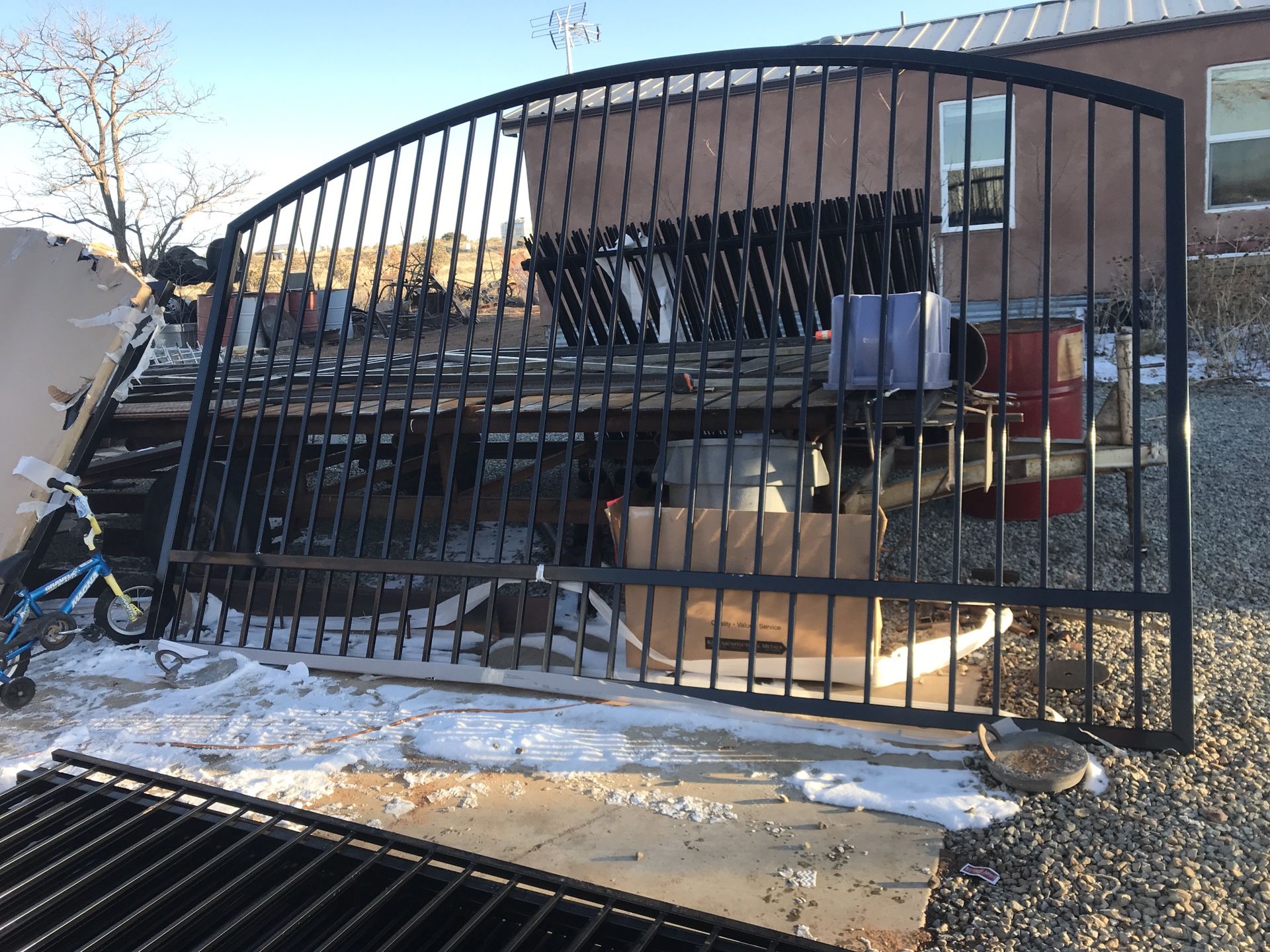 12’ x 7’ 6” at center. 6’ at ends Gate Powder Coated