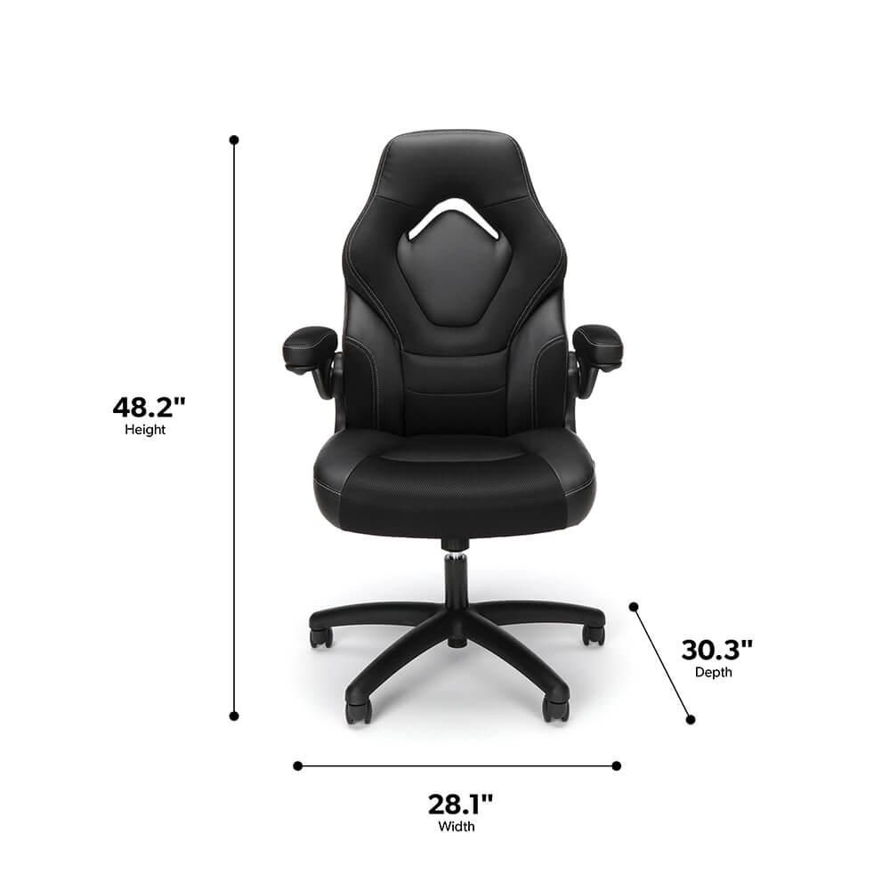 OFM ESS3085V2BLK Essentials Collection Racing Style Gaming Chair - Black