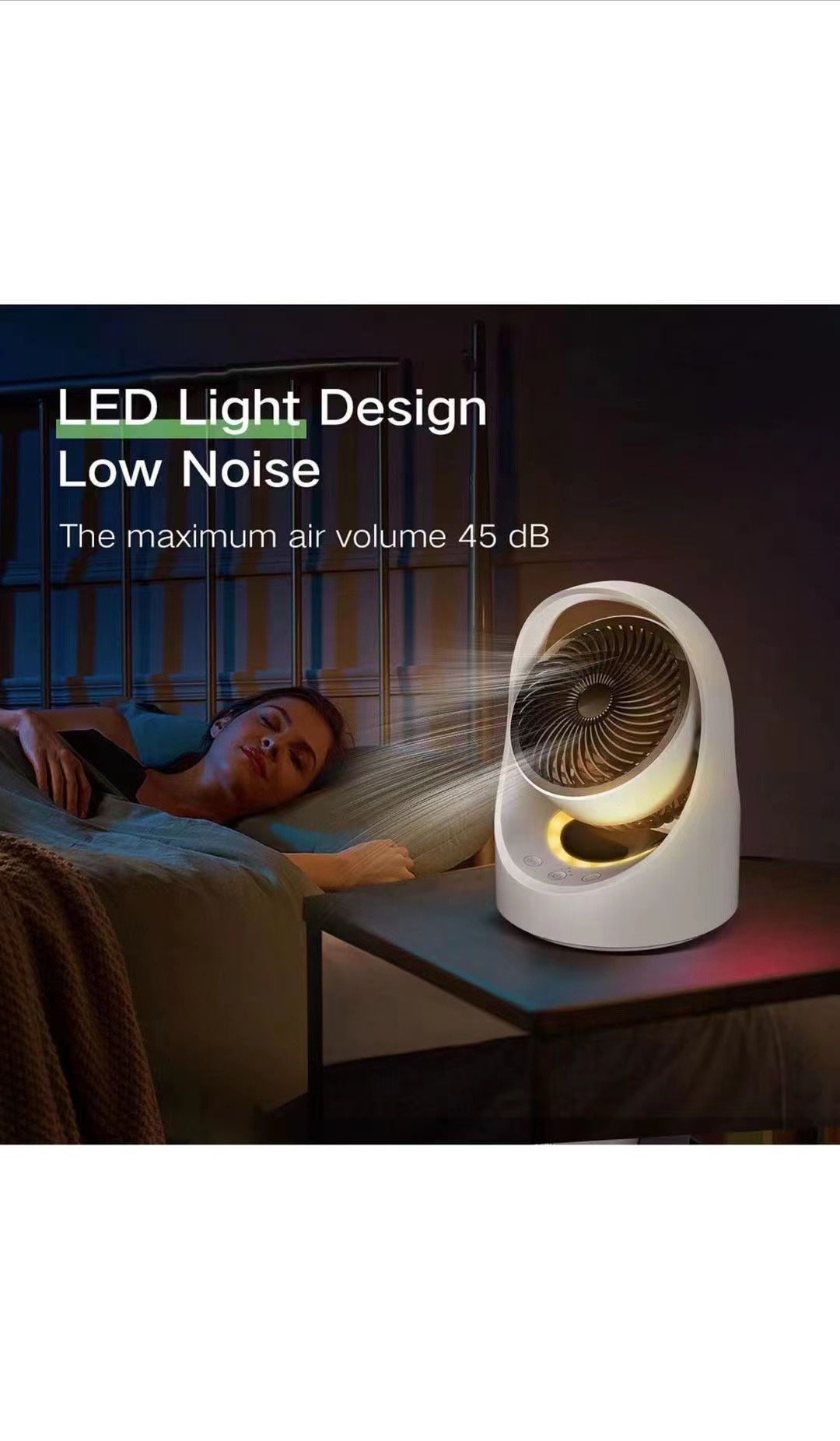Air Circulator Fan Rechargeable Desk Fan Portable Oscillating Cordless Fan with LED Light 4 Speeds USB Powered Quiet Table Fan for Home Office Bedroom