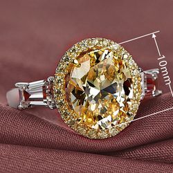"Refine Oval Pure Royal Yellow Zircon Elegant Rings for Women, PD448
  Thumbnail