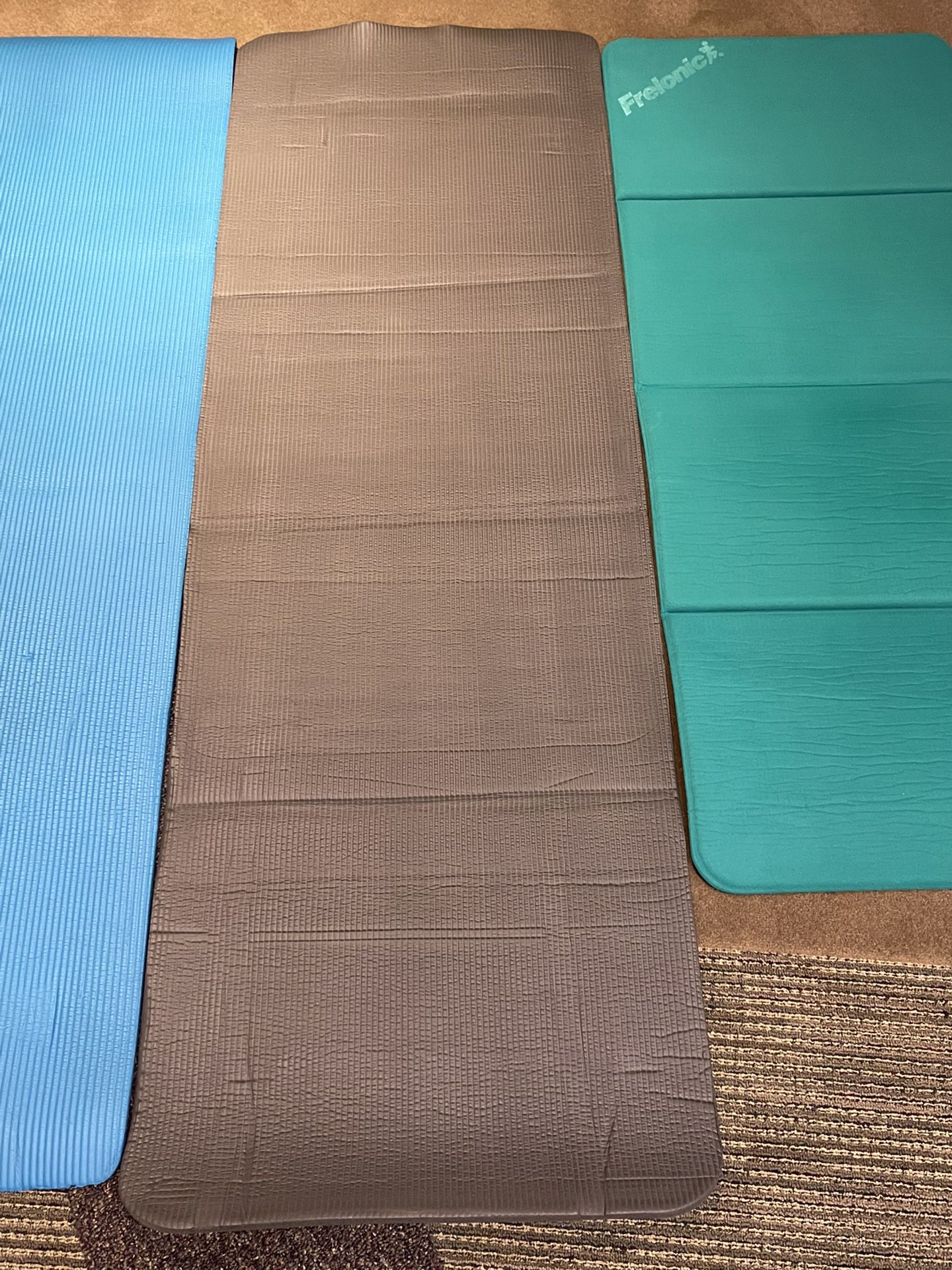 THREE (3) LARGE, THICK EXERCISE / WORKOUT / YOGA MATS - price for ALL THREE (3) TOGETHER is firm