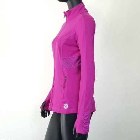 ROXY Fuchsia Performance Zip Jacket + Thumb Holes Medium